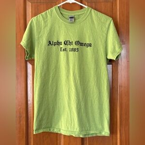Gildan Lime Green Alpha Chi Omega Short Sleeve Tee